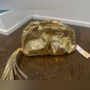 Rebecca Minkoff Ruched Metallic Zip Clutch Bag